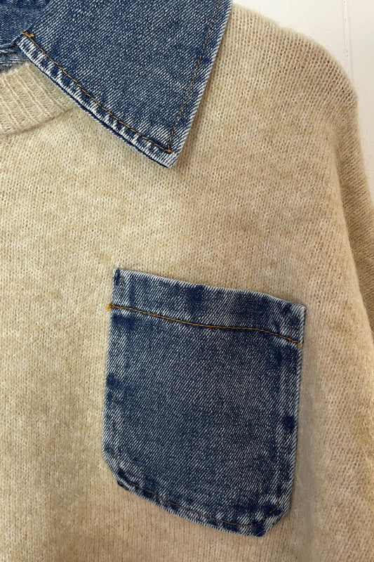 Denim Pocket Jumper (beige)