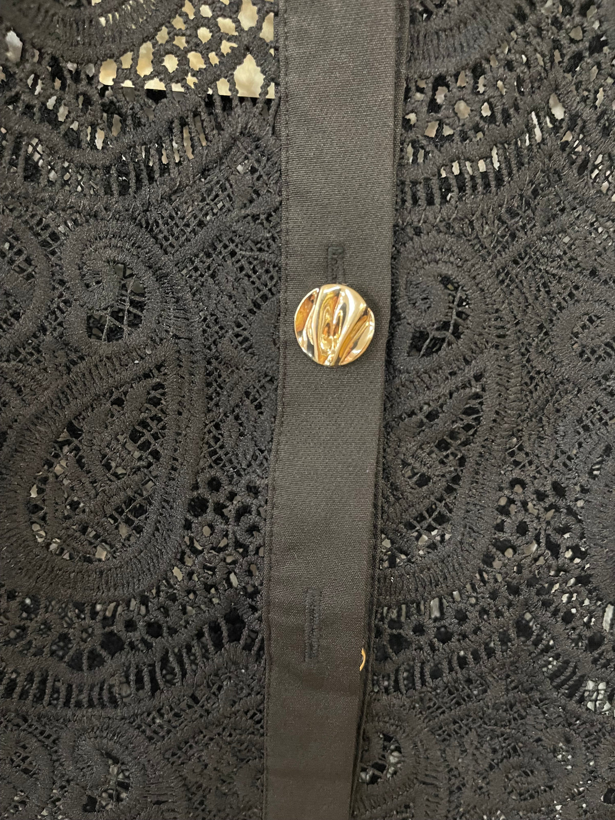 Lace Button Down Top Black