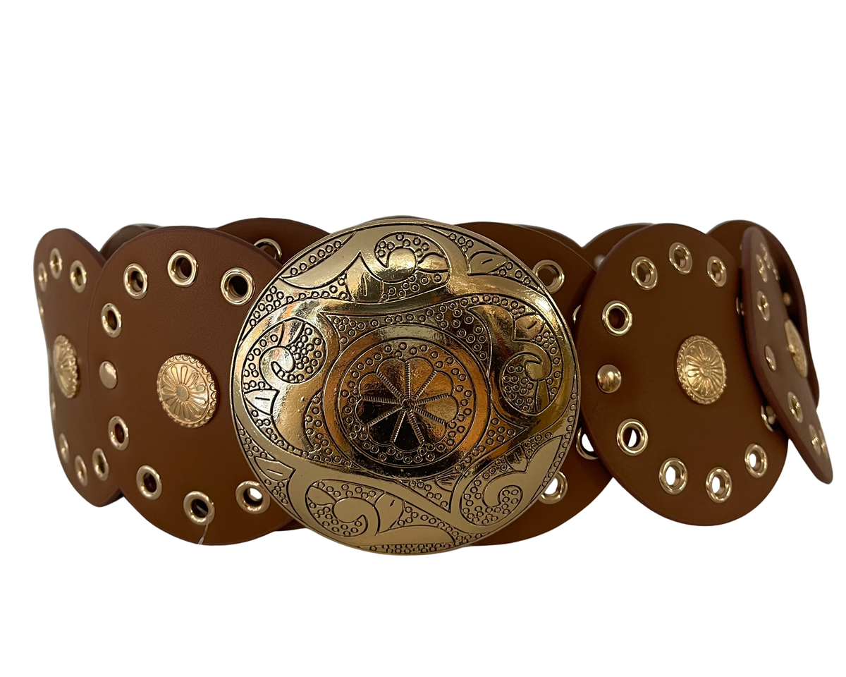 Large Buckle Belt Tan