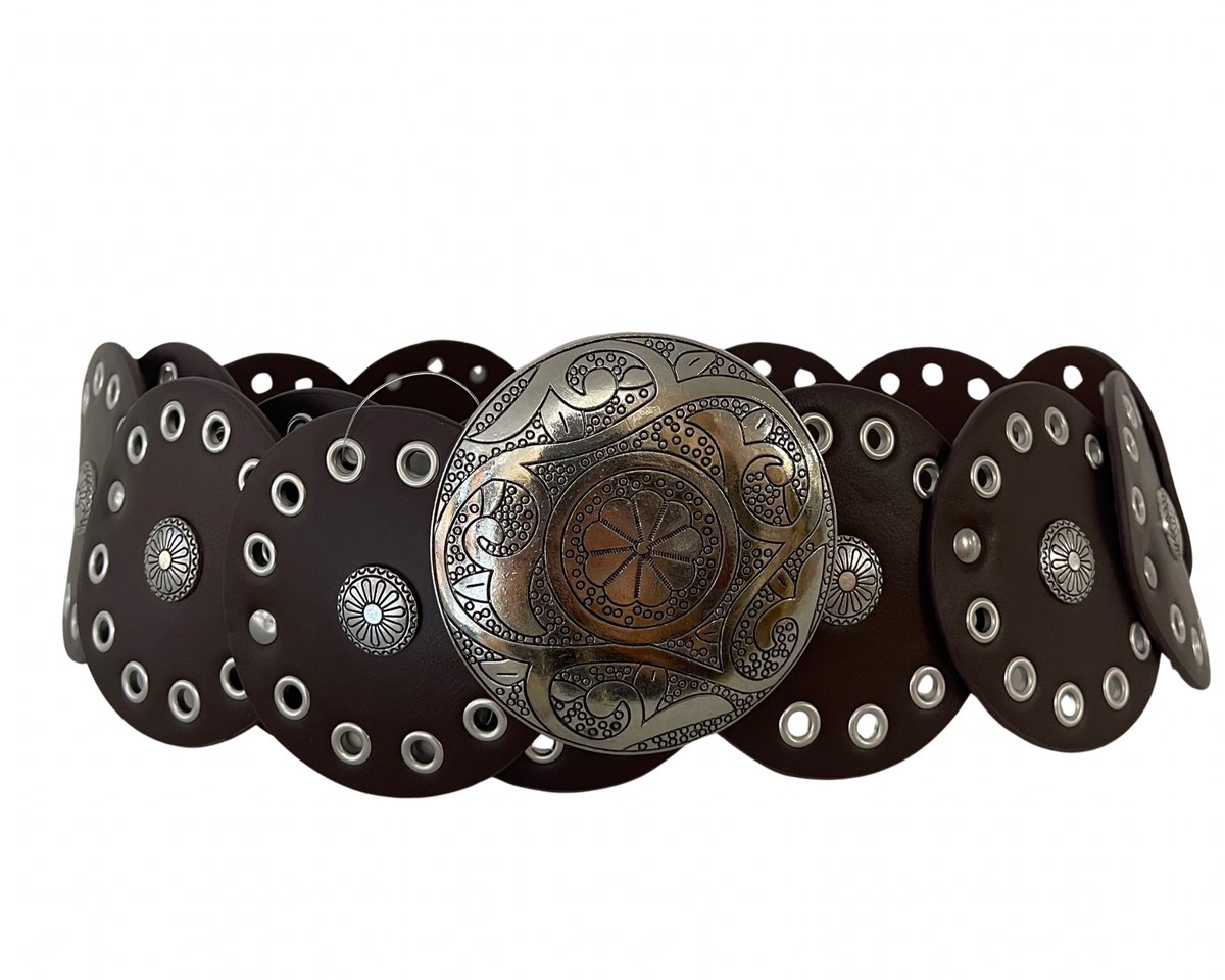 Large Buckle Belt Dark Brown