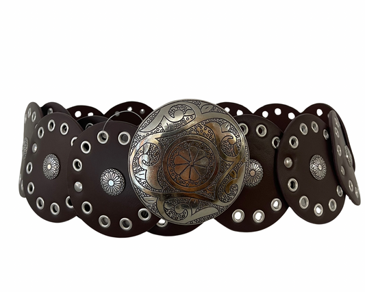 Large Buckle Belt Dark Brown