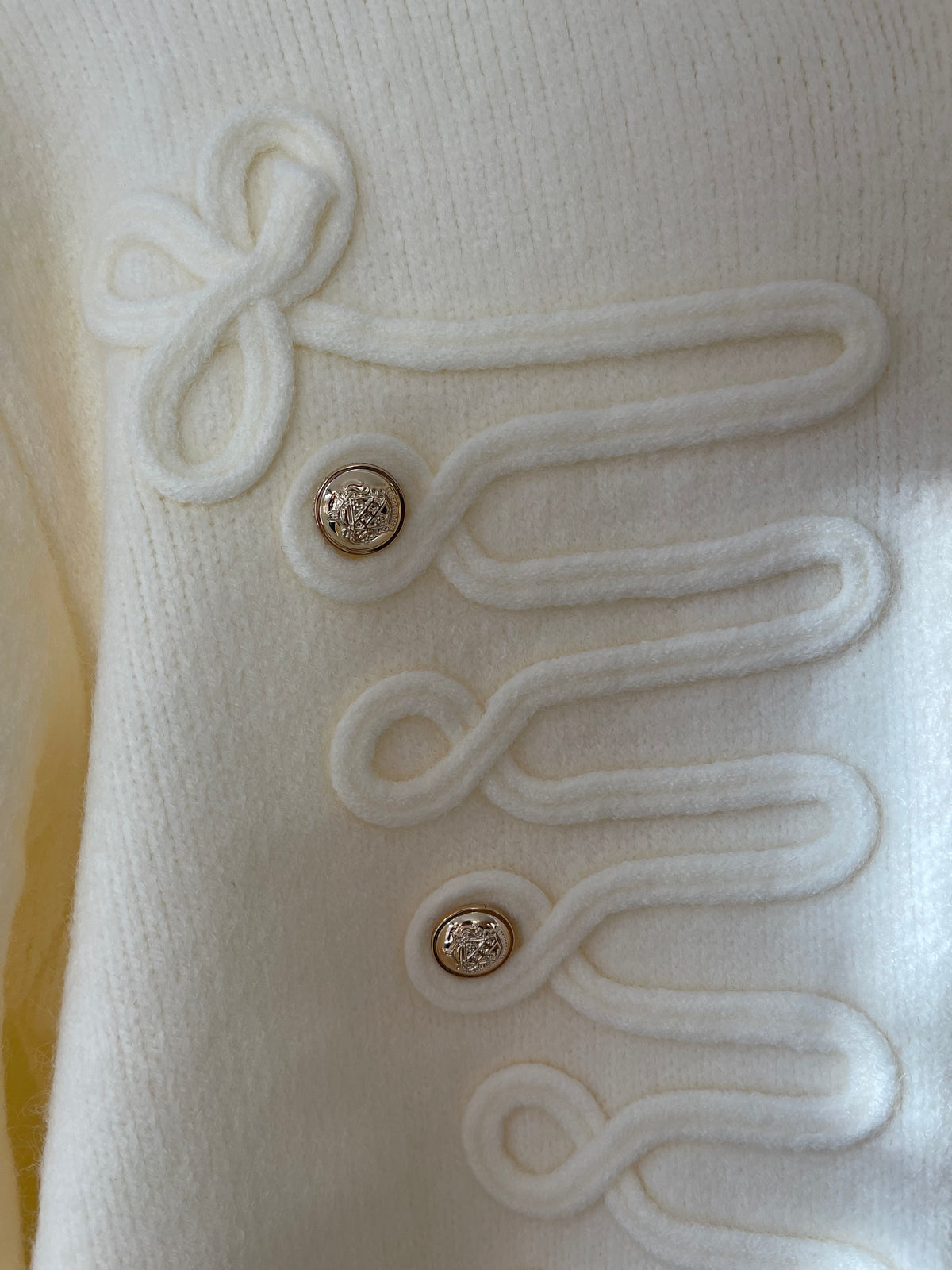 Military Style Cardigan Cream