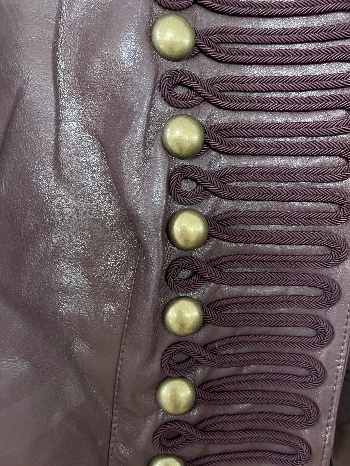 Leather Look Jacket Burgundy
