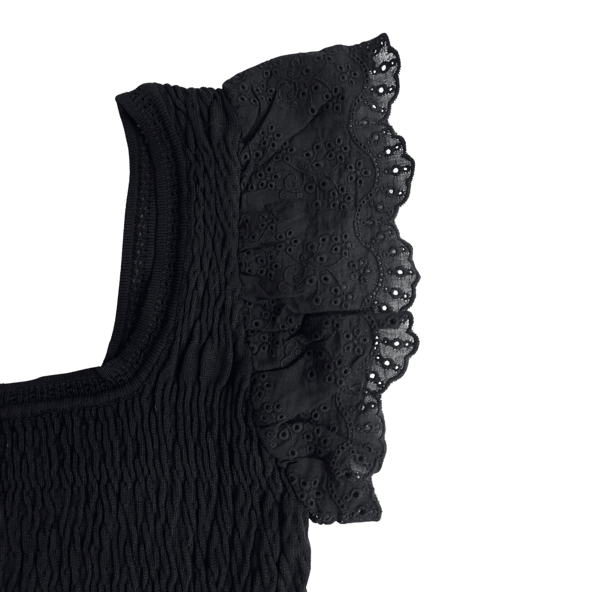 Ruffle Stretch Top Black - Sophia Palucci